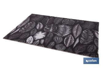 Felpudo de entrada con diseño de hojas en tonos oscuros | Material resistente | Base antideslizante | Adecuado para interior y exterior | Medidas: 50 x 70 cm - Cofan