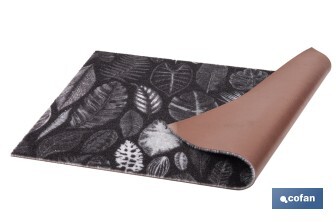 Felpudo de entrada con diseño de hojas en tonos oscuros | Material resistente | Base antideslizante | Adecuado para interior y exterior | Medidas: 50 x 70 cm - Cofan
