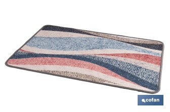 Felpudo entrada casa | Adecuado para interior y exterior | Material resistente | Antideslizante | Diseño con líneas abstractas | Medidas: 50 x 70 cm - Cofan