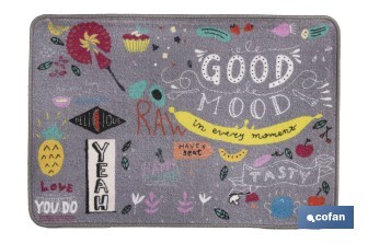 Felpudo antideslizante para entrada casa | Adecuado para interior y exterior | Material resistente | Diseño Good Mood | Medidas: 50 x 70 cm - Cofan