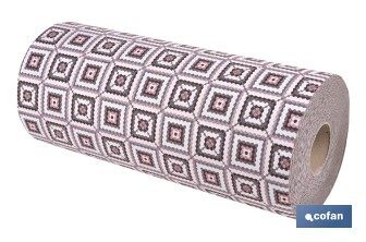Rollo de alfombra vinílica para interior | Diseño de cuadros crochet | Impermeable y de fácil limpieza - Cofan