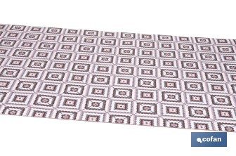 Rollo de alfombra vinílica para interior | Diseño de cuadros crochet | Impermeable y de fácil limpieza - Cofan