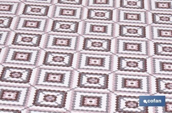 Rollo de alfombra vinílica para interior | Diseño de cuadros crochet | Impermeable y de fácil limpieza - Cofan