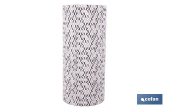 Rollo de alfombra vinílica para interior | Diseño de mosaicos gris, blanco y beige | Impermeable y de fácil limpieza - Cofan