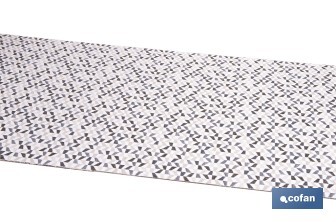 Rollo de alfombra vinílica para interior | Diseño de mosaicos gris, blanco y beige | Impermeable y de fácil limpieza - Cofan