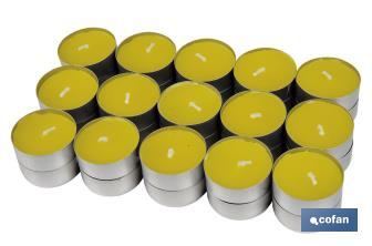 Pack de 30 velas Tea Light de citronela amarillas | Más de 4 horas de duración - Cofan