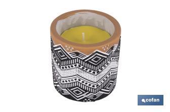 Velas Aromáticas de Citronela con aroma cítrico en recipiente decorativo | Duración de 35 horas - Cofan