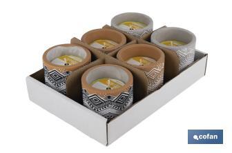 Velas Aromáticas de Citronela con aroma cítrico en recipiente decorativo | Duración de 35 horas - Cofan