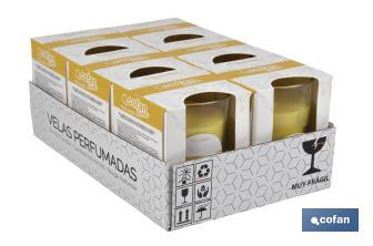 Velas aromáticas de citronela en vaso | Color: Amarillo | 28 horas de duración - Cofan