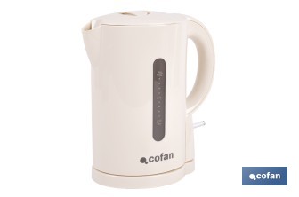 Hervidor eléctrico de agua beige | Capacidad: 1 Litro | Potencia: 1080 W | Hervidor compacto con controlador Strix | Ideal para cocinas y oficinas - Cofan
