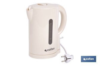 Hervidor eléctrico de agua beige | Capacidad: 1 Litro | Potencia: 1080 W | Hervidor compacto con controlador Strix | Ideal para cocinas y oficinas - Cofan