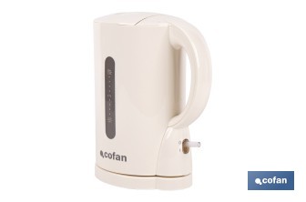 Hervidor eléctrico de agua beige | Capacidad: 1 Litro | Potencia: 1080 W | Hervidor compacto con controlador Strix | Ideal para cocinas y oficinas - Cofan
