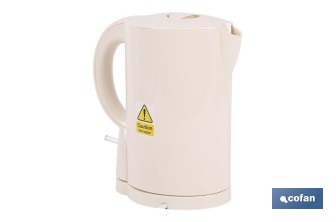 Hervidor eléctrico de agua beige | Capacidad: 1 Litro | Potencia: 1080 W | Hervidor compacto con controlador Strix | Ideal para cocinas y oficinas - Cofan