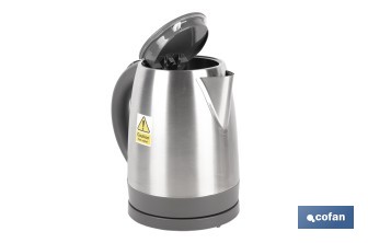 Hervidor eléctrico de agua con base inalámbrica y giratoria 360° | Capacidad de 1,7 litros | Potencia: 2200 W | Acabado en acero inoxidable | Con controlador Strix - Cofan