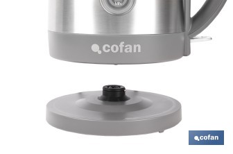 Hervidor eléctrico de agua con base inalámbrica y giratoria 360° | Capacidad de 1,7 litros | Potencia: 2200 W | Acabado en acero inoxidable | Con controlador Strix - Cofan