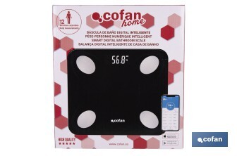 Báscula de baño digital inteligente | Análisis corporal completo | Báscula con Bluetooth y aplicación móvil | Carga USB - Cofan