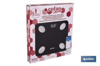 Báscula de baño digital inteligente | Análisis corporal completo | Báscula con Bluetooth y aplicación móvil | Carga USB - Cofan