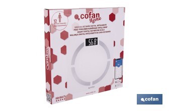Báscula de baño digital inteligente | Análisis corporal completo | Báscula con Bluetooth y aplicación móvil | Pilas incluidas - Cofan