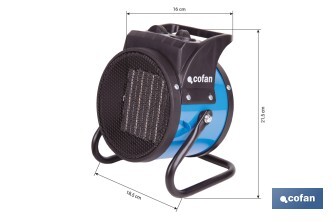 Calefactor cerámico industrial | Potencia: 2000 W | Diseño portátil | Termostato ajustable | Protección térmica - Cofan