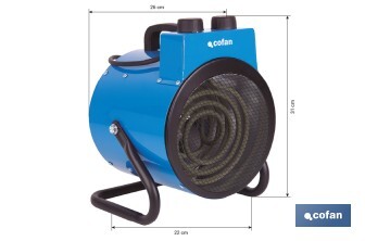 Calefactor industrial | Potencia: 3000 W | Función ventilador | Termostato ajustable | Protección IP24 - Cofan