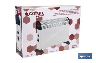 Convector radiante | Potencia: 2000 W | Termostato regulable | Seguridad antivuelco | Ideal para estancias medianas - Cofan