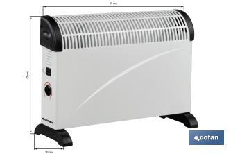Convector radiante | Potencia: 2000 W | Termostato regulable | Seguridad antivuelco | Ideal para estancias medianas - Cofan