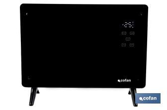 Convector radiante de panel de vidrio | Potencia: 1500 W | Mando a distancia | Control vía app | Compatible con asistente de voz | Temporizador 24 h - Cofan