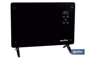 Convector radiante de panel de vidrio | Potencia: 1500 W | Mando a distancia | Control vía app | Compatible con asistente de voz | Temporizador 24 h - Cofan