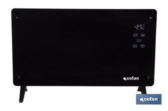 Convector radiante de panel de vidrio | Potencia: 2000 W | Mando a distancia | Control vía app | Compatible con asistente de voz | Temporizador 24 h - Cofan