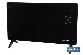 Convector radiante de panel de vidrio | Potencia: 2000 W | Mando a distancia | Control vía app | Compatible con asistente de voz | Temporizador 24 h - Cofan