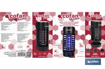 Lampe LED anti-insectes avec fiche | Puissance : 3 W | Décharge électrique : 1200 V | Surface : 50 m² | Protégez-vous contre les insectes - Cofan