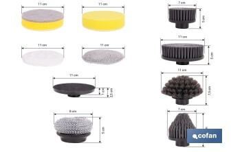 Cepillo de limpieza eléctrico multifunción con 2 velocidades | Recargable USB | Con 11 accesorios intercambiables | Resistente al agua IPX7 - Cofan