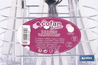 Set de 24 cubiertos de acero Inoxidable | Diferentes colores | Diseño Moderno y Funcional - Cofan