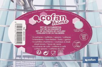 Set de 24 cubiertos de acero Inoxidable | Diferentes colores | Diseño Moderno y Funcional - Cofan