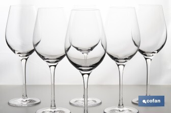 Pack de 6 copas jerezanas de cristal con tallo alto | Capacidad: 30 cl | Copas catavino para degustación - Cofan