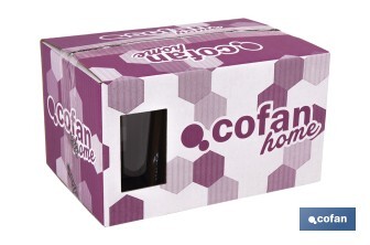 Pack de 6 vasos de combinado | Material: vidrio transparente | Capacidad: 47 cl | Calidad profesional | Ideales para cubatas, agua, cerveza, refrescos - Cofan