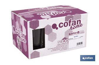Pack de 6 vasos de combinado | Material: vidrio transparente | Capacidad: 47 cl | Calidad profesional | Ideales para cubatas, agua, cerveza, refrescos - Cofan