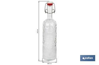 Botella de vidrio italiano con cierre de estribo | Capacidad: 1 litro - Cofan
