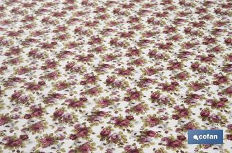 Rollo de mantel antimanchas | Estampado de rosas | Materiales: algodón y poliéster | Fácil de limpiar | Medidas: 1,40 x 25 m - Cofan