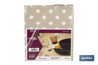 Nappe antitache | Couleur beige avec une conception en motifs de pois blancs | Matériaux : vinyle et polyester | Imperméable | Facile à nettoyer | Disponible en différentes dimensions - Cofan