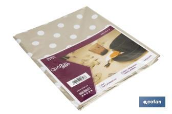 Nappe antitache | Couleur beige avec une conception en motifs de pois blancs | Matériaux : vinyle et polyester | Imperméable | Facile à nettoyer | Disponible en différentes dimensions - Cofan