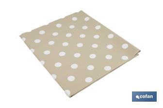 Nappe antitache | Couleur beige avec une conception en motifs de pois blancs | Matériaux : vinyle et polyester | Imperméable | Facile à nettoyer | Disponible en différentes dimensions - Cofan
