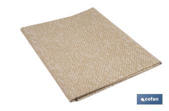 Nappe en tissu résiné antitache | Conception moderne | Couleur : beige et blanc | Matériaux : coton et polyester | Disponible en plusieurs dimensions - Cofan