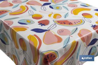 Rollo de hule con diseño de frutas tropical | Protección y estilo para la mesa - Cofan