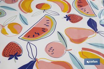 Rollo de hule con diseño de frutas tropical | Protección y estilo para la mesa - Cofan