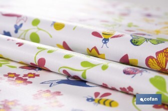 Rollo de hule de mariposas | Impermeable | Protección y estilo para la mesa - Cofan