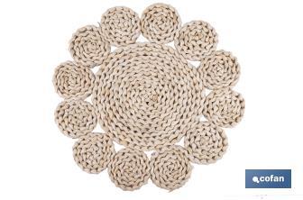 Bajoplatos con formas circulares | Packs de 6 salvamanteles individuales | Material: fibra natural | Diámetro: 35 cm | Decoración única y protección para la mesa - Cofan