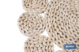 Bajoplatos con formas circulares | Packs de 6 salvamanteles individuales | Material: fibra natural | Diámetro: 35 cm | Decoración única y protección para la mesa - Cofan