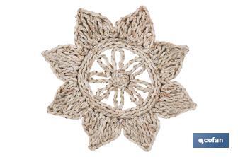 Bajoplatos en forma de estrella | Packs de 6 unidades de salvamanteles individuales | Material: fibra natural | Diámetro: 30 cm | Decoración única y protección para la mesa - Cofan