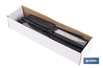 Pack de 25 cuchillos de cocina microdentados | Mango ergonómico | Hoja inoxidable de 10,5 cm - Cofan